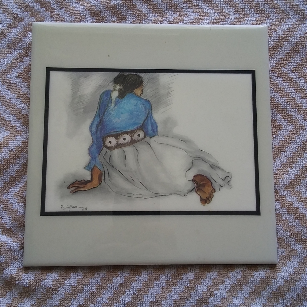 Woman with Concho by R.C. Gorman - 8” x 8”